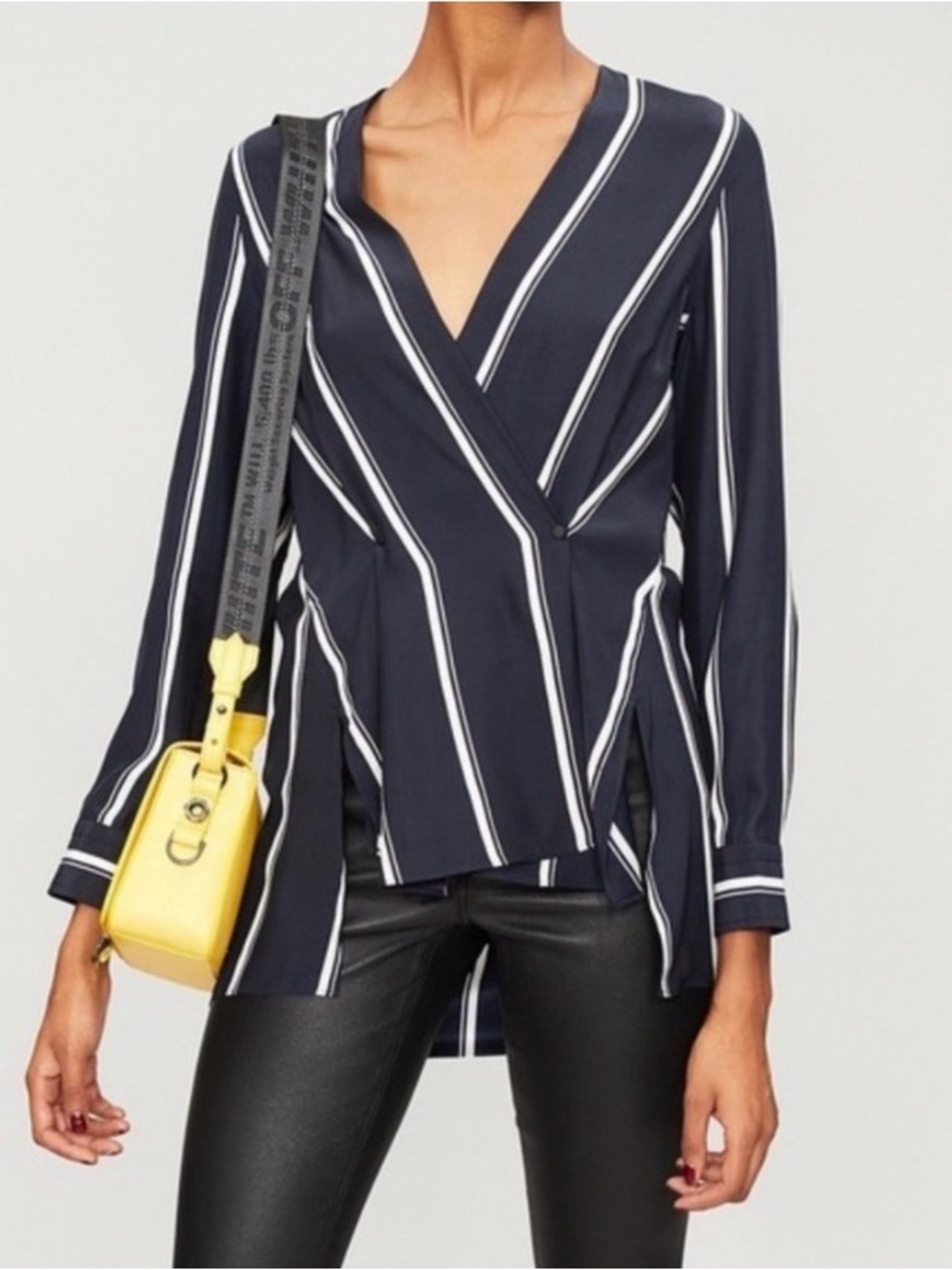 rag & bone Silk Striped Wrap Blouse Size Large